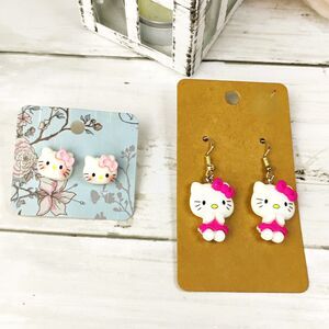 2 NEW Hello Kitty Earrings, Silver Tone Studs Dangle Sanrio Cute